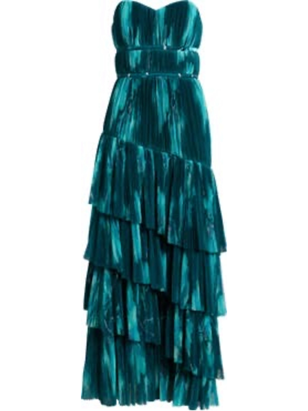 Women's Hutch Green Teal Strapless Tiered Maxi Dress Size 4 - Picture 3 of 6